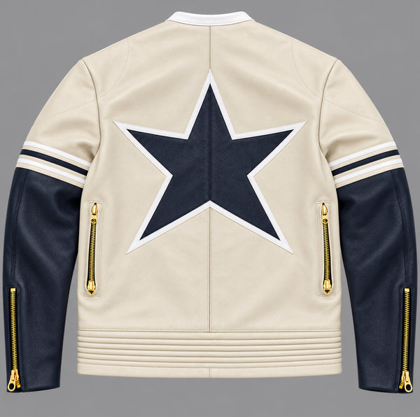VANSON STAR JACKET, BONE/NAVY
