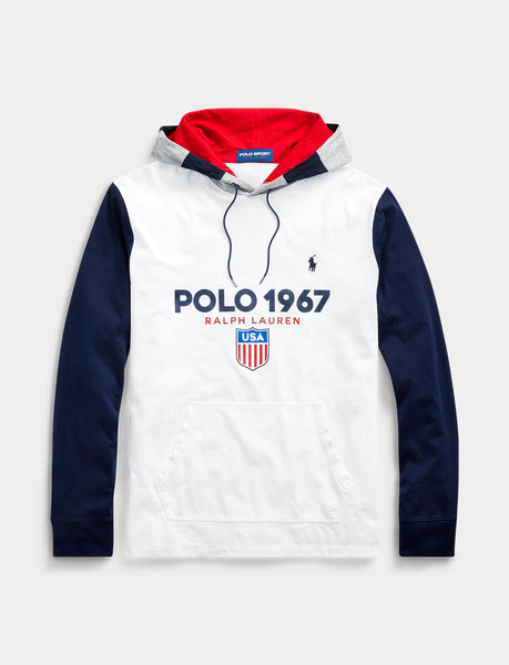 POLO RALPH LAUREN Hooded Jersey, White/ Multi