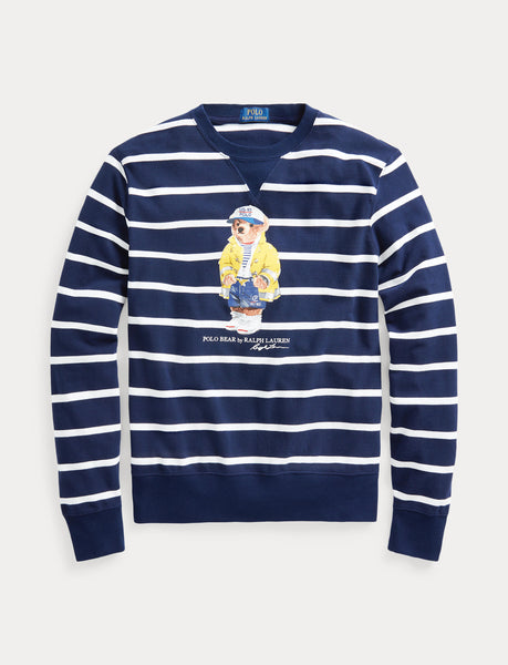 POLO RALPH LAUREN CP-93 Bear Mesh L/S T-Shirt, Navy/ White