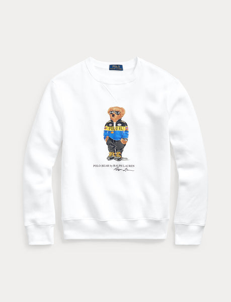 Polo Ralph Lauren Racing Bear Crewneck Sweatshirt, White