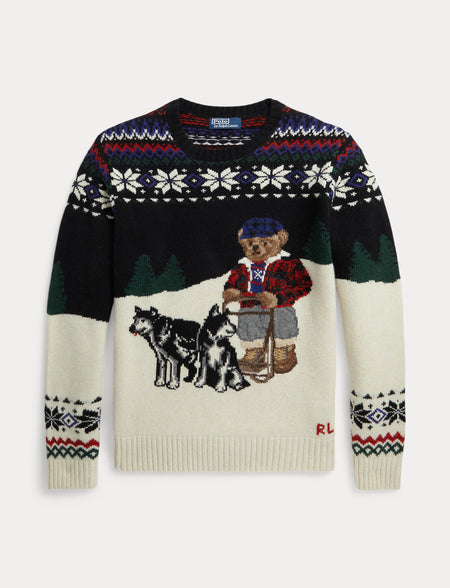 POLO RALPH LAUREN Wool Blend Knit Bear Sweater, Navy
