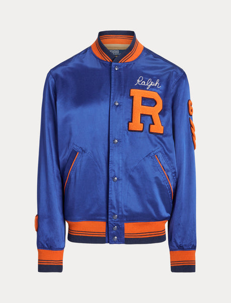 Polo Ralph Lauren Satin Letterman Jacket, Blue Yacht