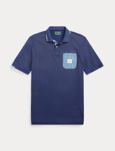 Polo Ralph Lauren Classic Fit Mesh Graphic Polo Shirt, Blue