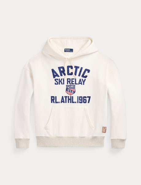 Polo Ralph Lauren Relaxed Fit Fleece Graphic Hoodie, Cream
