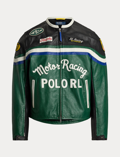 Polo Ralph Lauren Leather Racing Jacket, Green