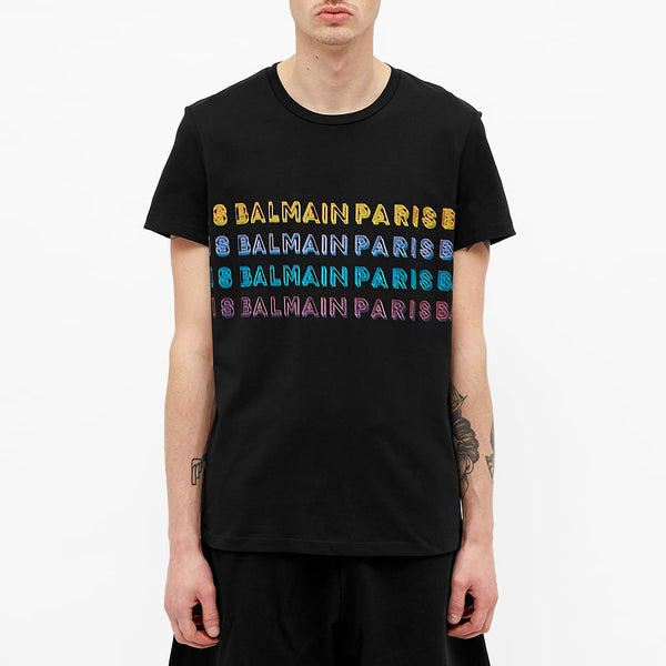 BALMAIN Multi Color Logo T-Shirt, Black – OZNICO