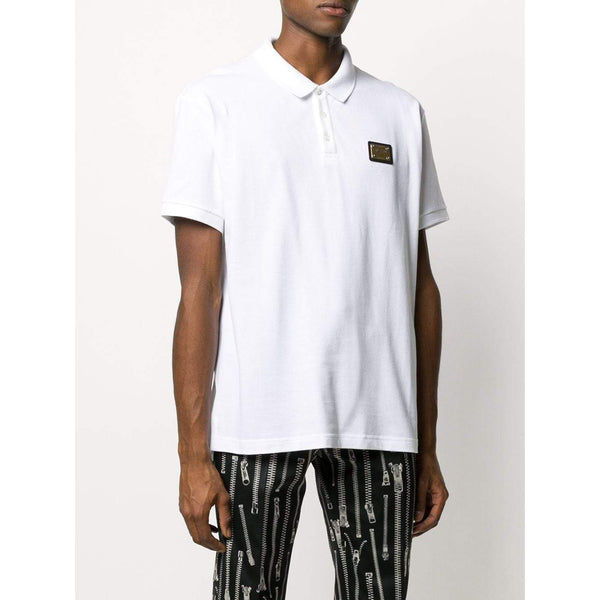 MOSCHINO Logo Patch Polo Shirt, White