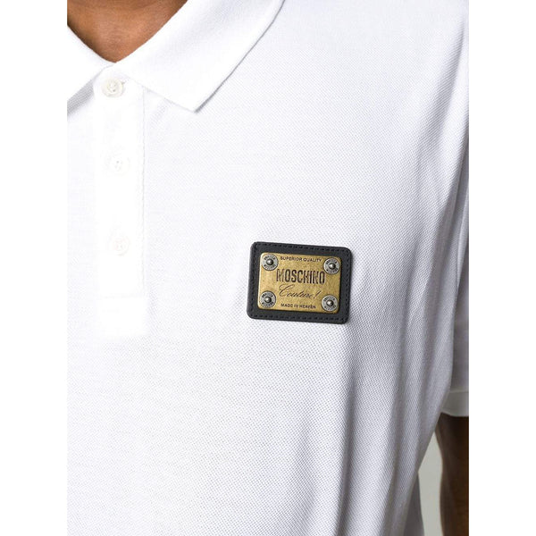 MOSCHINO Logo Patch Polo Shirt, White