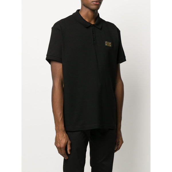 MOSCHINO Logo Patch Polo Shirt, Black