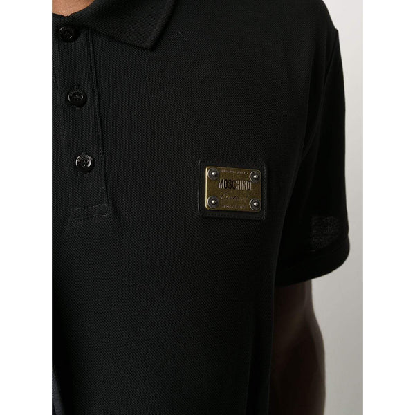 MOSCHINO Logo Patch Polo Shirt, Black
