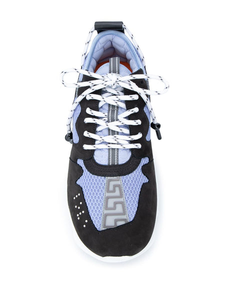Men luxury sneakers - Versace Chain Reaction navy blue, grey and