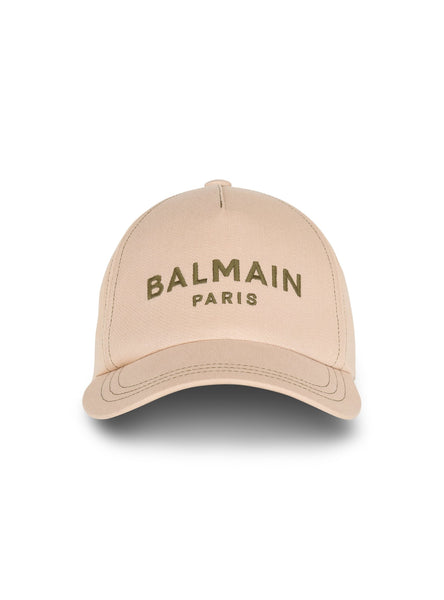 BALMAIN COTTON LOGO CAP, BEIGE