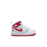 Jordan 1 Mid Sneaker School (TD), WHITE/UNIVERSITY RED