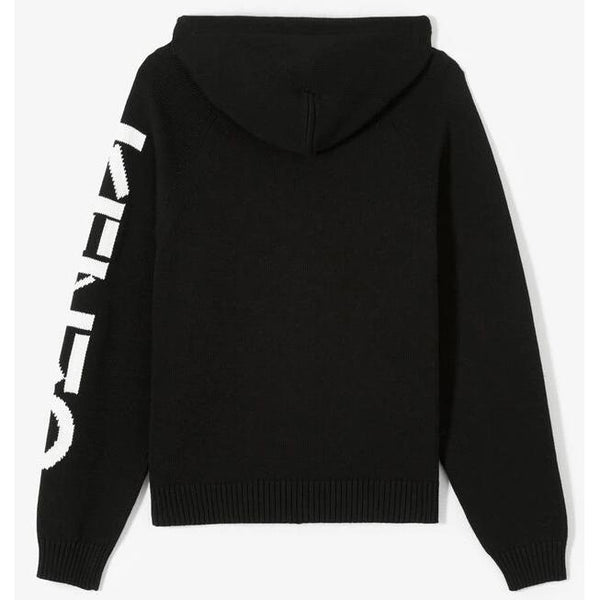 KENZO Logo Zipped Cardigan, Black