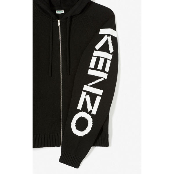 KENZO Logo Zipped Cardigan, Black