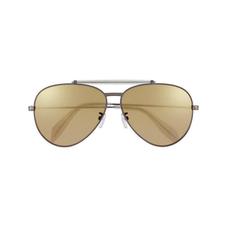 ALEXANDER MCQUEEN Metal Aviator Sunglasses, Gold/ Brown