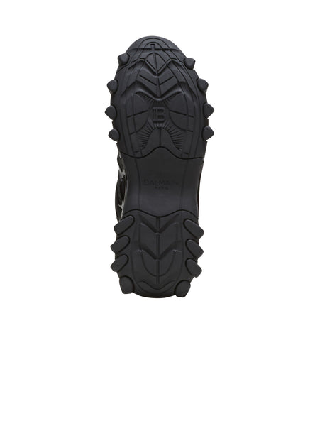 BALMAIN B-EAST TRAINER IN LEATHER, SUEDE AND MESH, BLACK
