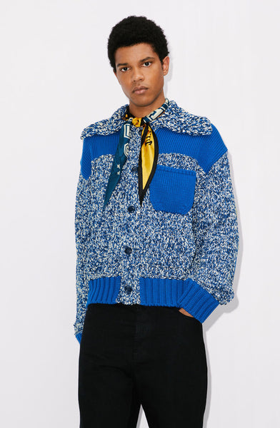KENZO FISHERMAN KNIT CARDIGAN, MIDNIGHT BLUE