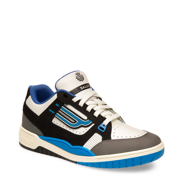 BALLY Plain Calf Leather Trainer, White/ Electric Blue