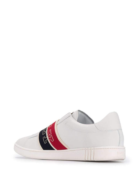 BALLY Wictor Slip On Logo Band Sneaker, White/ Navy/ Red-OZNICO