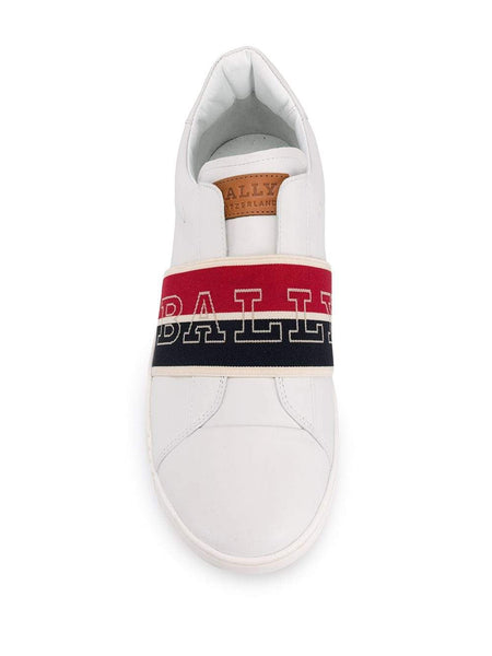 BALLY Wictor Slip On Logo Band Sneaker, White/ Navy/ Red-OZNICO