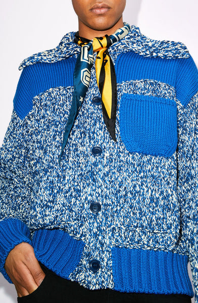 KENZO FISHERMAN KNIT CARDIGAN, MIDNIGHT BLUE