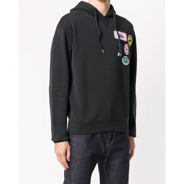Hoodie sweat jacket with patches, black