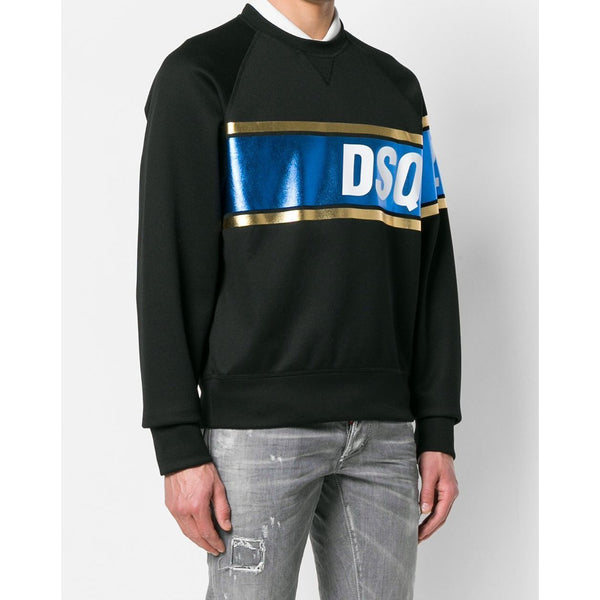 DSQUARED2 Metallic Print Logo Sweatshirt, Black-OZNICO