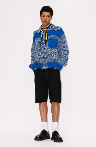 KENZO FISHERMAN KNIT CARDIGAN, MIDNIGHT BLUE