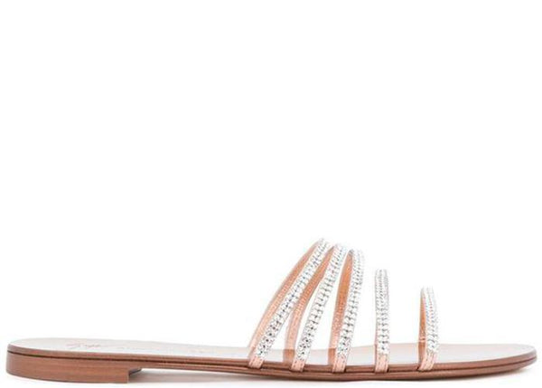 GIUSEPPE ZANOTTI Embellished Flat Sandals, Metal Ramino-OZNICO