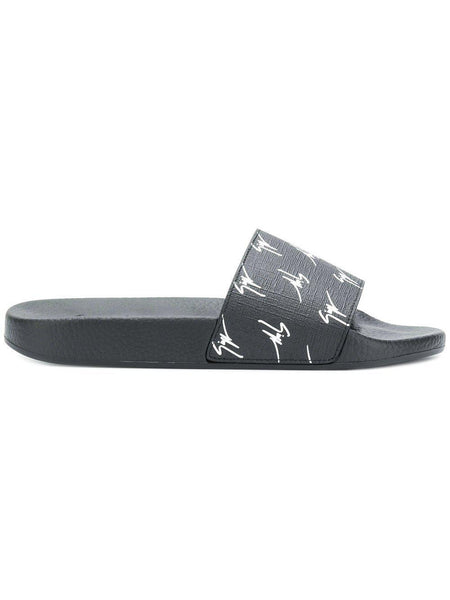 GIUSEPPE ZANOTTI Logo Print Slides, Black-OZNICO
