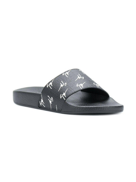 GIUSEPPE ZANOTTI Logo Print Slides, Black-OZNICO