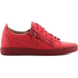 GIUSEPPE ZANOTTI Womens Nicki Embossed Leather Sneaker, Red-OZNICO