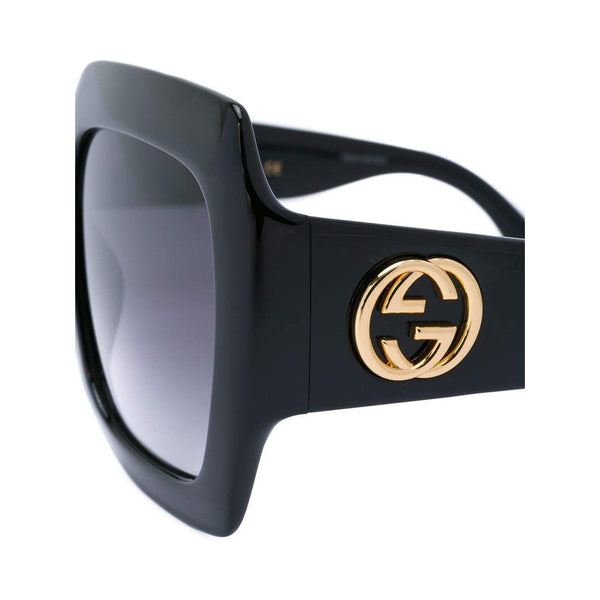 GUCCI Oversize Square Frame Sunglasses, Black-OZNICO