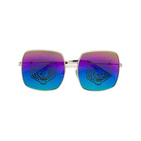 GUCCI Square Frame Sunglasses, Blue/ Red