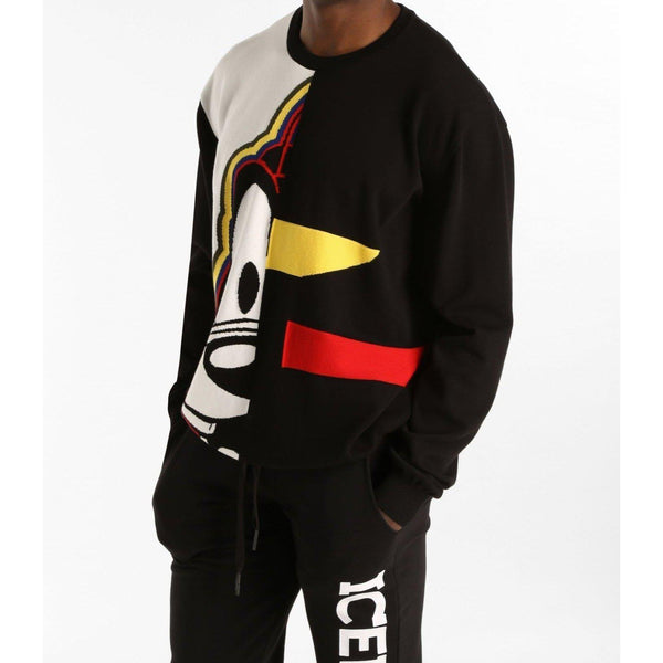 ICEBERG Oversized Knitted Goofy Sweatshirt, Black-OZNICO