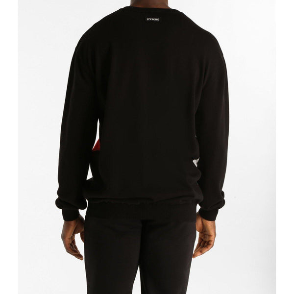 ICEBERG Oversized Knitted Goofy Sweatshirt, Black-OZNICO