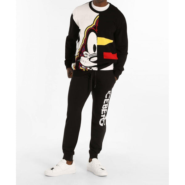 ICEBERG Oversized Knitted Goofy Sweatshirt, Black-OZNICO
