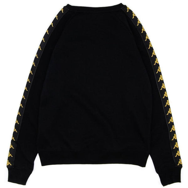 KAPPA 222 Banda Alvin Slim Crewneck, Black/ Gold-OZNICO