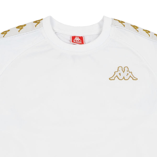 KAPPA Slim Fit Logo Crewneck, White/ Gold-OZNICO