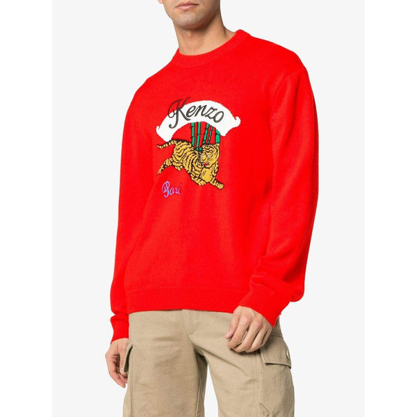 KENZO Bamboo Tiger Sweater, Medium Red-OZNICO