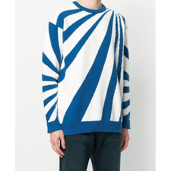 KENZO Cotton Striped Sweater, White/ Blue-OZNICO