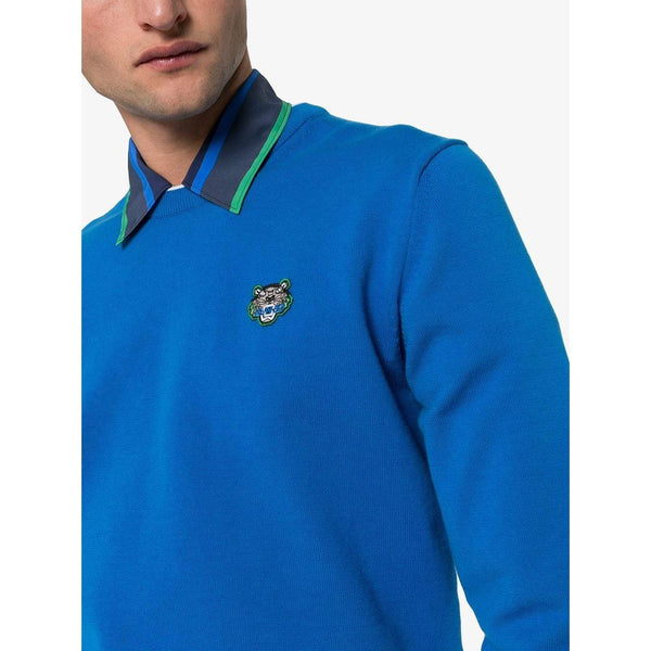 KENZO Embroidered Tiger Sweater, French Blue-OZNICO