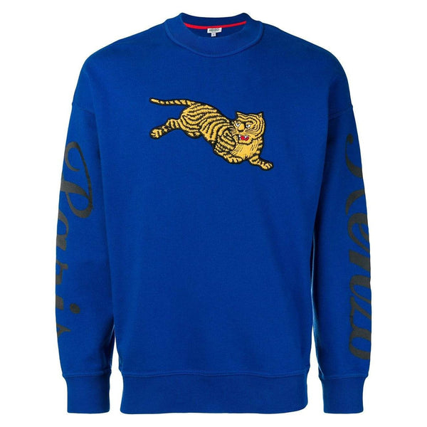 KENZO Jumping Tiger Embroidered Sweatshirt, French Blue-OZNICO