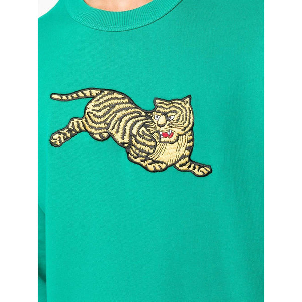 KENZO Jumping Tiger Embroidered Sweatshirt, Grass Green-OZNICO
