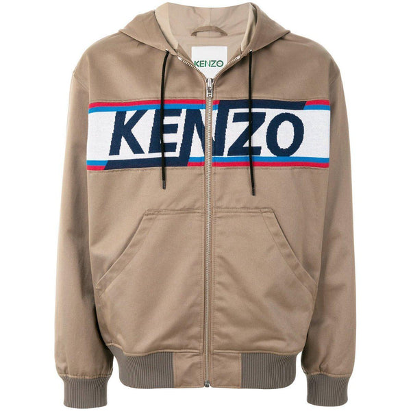 KENZO Logo Printed Bomber Jacket, Pale Camel-OZNICO