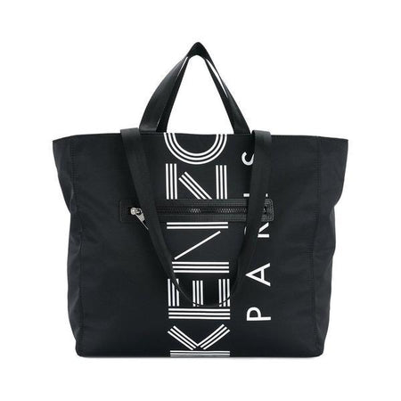 BALMAIN B-BUZZ 36 MONOGRAMMED CANVAS AND LEATHER TOTE, BLACK