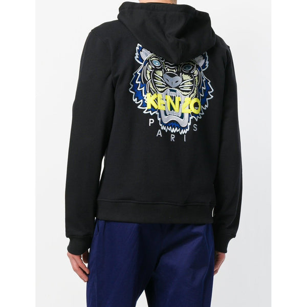 KENZO Tiger Zipped Hoodie, Black-OZNICO