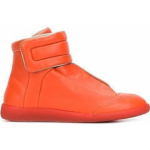 Orange Mid-Top Zipper Sneakers for Men by