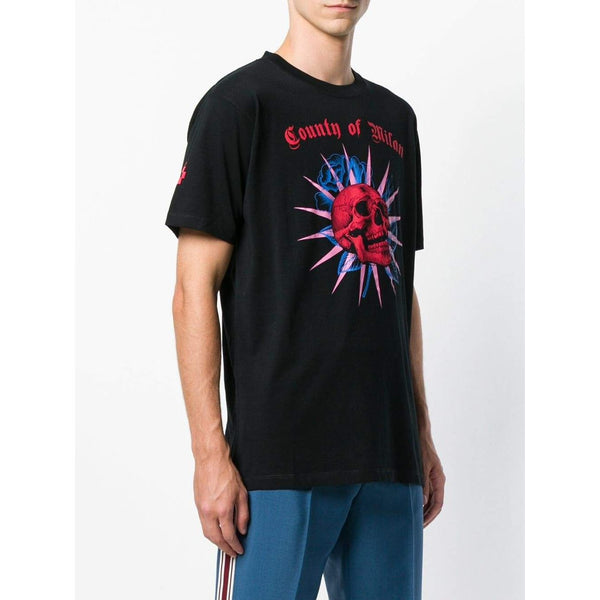 MARCELO BURLON Skull Print T-Shirt, Black-OZNICO